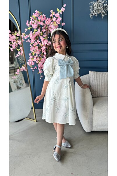 Warazan فستان مورد و بفيونكة من الصدر