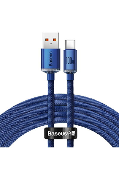 Baseus Cablu USB la USB-C Crystal Shine, 5A 100W, 1.2m, albastru