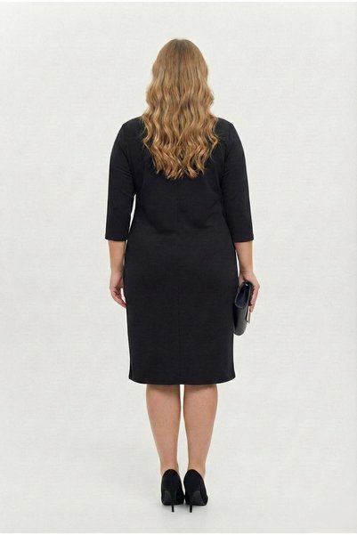 Koza Butik Women's Plus Size Zipper Collar Three Quarter Sleeve Cotton Dress 5440-26