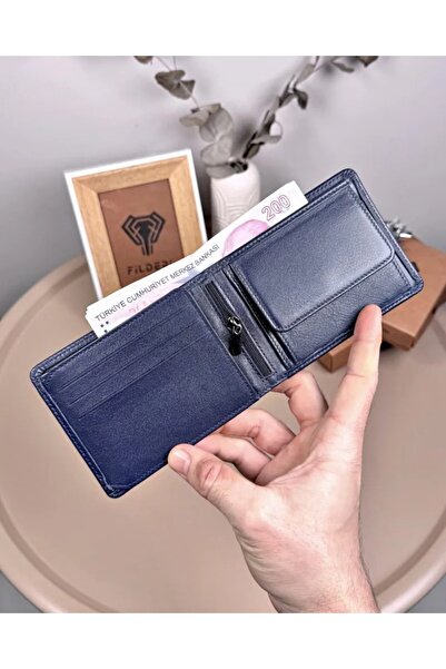 Fil Deri Genuine Leather Men's Wallet with Coin Compartment and Special Compa...