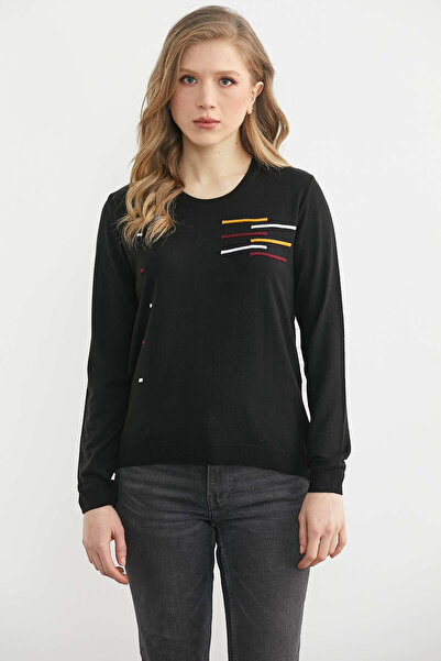 Sementa Светр з круглим коміром і візерунком - чорний