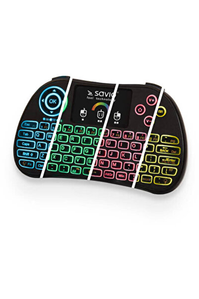 Savio KW-03 Mini tastatură wireless iluminată RGB TV Box, Smart TV, console, ...