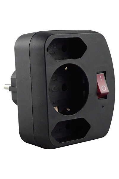 Rev Adaptor triplu cu comutator negru