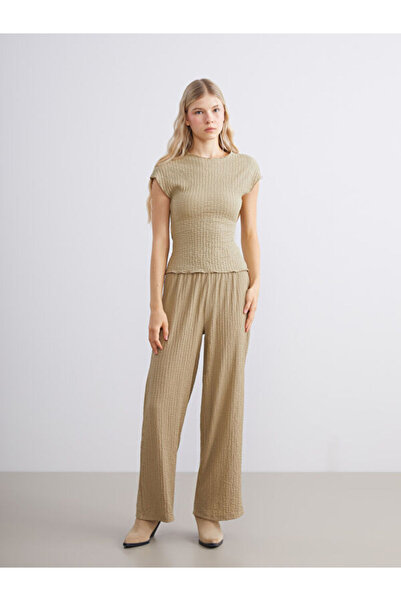 LC Waikiki Quality Pieces from Çelebi Store Women's Textured Pants with Waist...