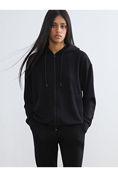 LC Waikiki Rmz Gi̇yi̇m Farkiyla Hooded Soft Touch Women's Zipper Sweatshirt