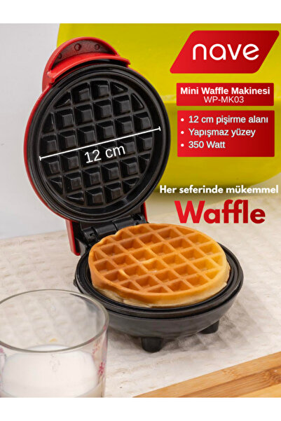 nave WP-MK03 MİNİ WAFFLE MAKİNESİ KIRMIZI ÇAP 12CM
