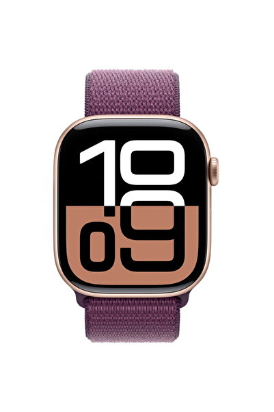 Apple Ceas 10 GPS+ Cellular, Carcasă din aluminiu auriu-roz 46mm, Sport Loop ...