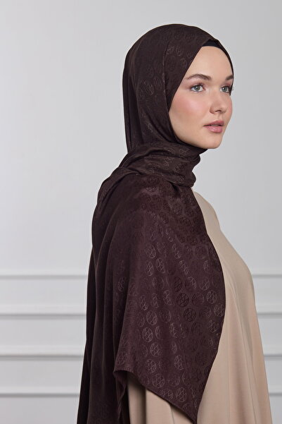 MAQ DESIGN SHİNE Silky Jakarlı Şal STD ACI KAHVE