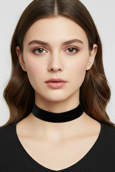 shop 2 cm Siyah Kadife Choker - Minimalist Boyun Bandı - Günlük ve Şık Yumuşa...