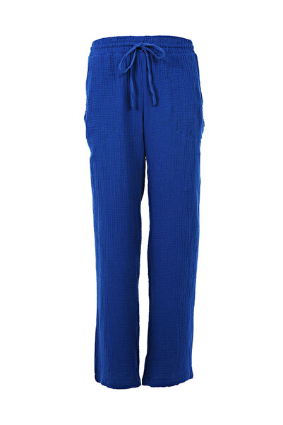 london Rag Women Blue Drawstring Casual Lounge Wide Pants
