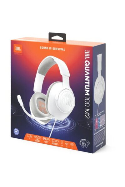 JBL Căști Quantum 100M2 cu fir, cu microfon, alb