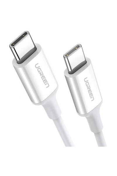 Ugreen Cablu US264 de la tip C la tip C, 60W, 0,5m (alb)