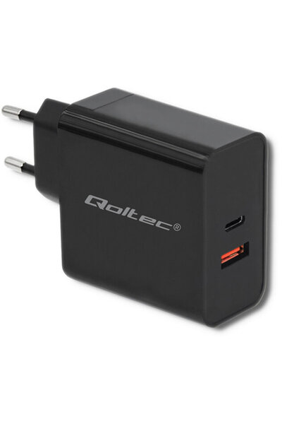 Qoltec Încărcător 51716 | 63W | 5-20V | 1.5-3A | USB tip C PD | USB QC 3.0 | ...