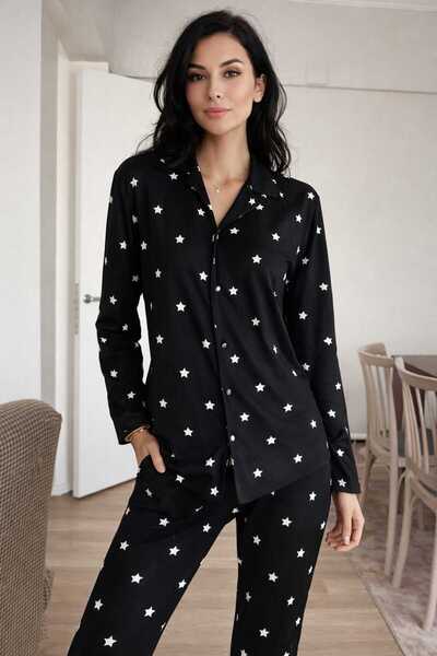 Hepyek Patterned Suede Fabric Pajama Set