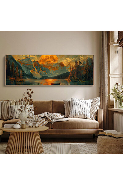 woodhomeworks Tek Parça Gerçek Ahşap Yatay Panorama Çerçeveli Tablo