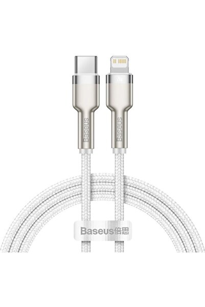 Baseus Cafule Metal, USB Type-C/Lightning, Power Delivery 20W, 1m, Alb