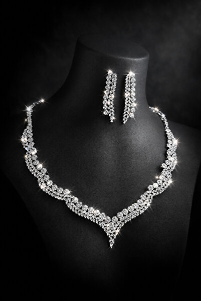 OSMANLI GÜMÜŞ Women's Bijouterie Necklace Earring Set - Ariana Model Women's ...
