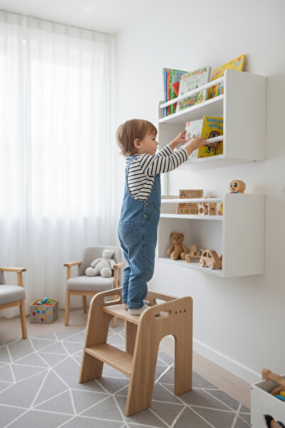 ROZİTOYS Çocuklar İçin Basamaklı Ahşap Tabure, Yükseltici