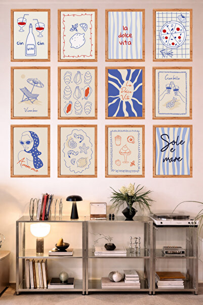 UNT 12-Frame Look Kitchen |   Modern |   Retro Wall Poster Painting Set – 15X...