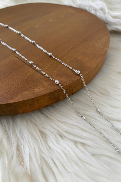 SAVETTE Silver Color Ball Glasses Chain Gift Accessory Glasses Strap Glasses ...