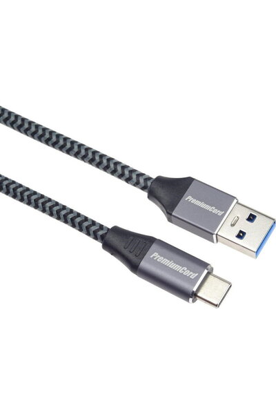 PremiumCord USB USB-A - USB-C 1 m Black/Grey