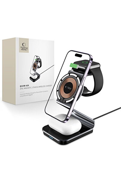 Tech-Protect Qi 3-în-1 MagSafe pentru Smartphone / Apple Watch / AirPods 15W ...