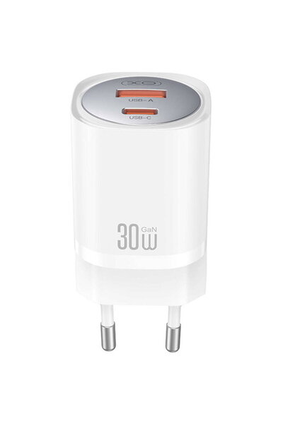 Xo CE21 GaN 1x USB-A + 1x USB-C 3A 30W Alb