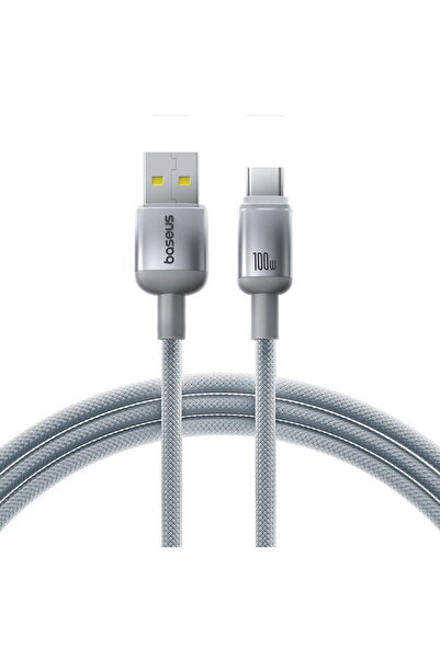Baseus Cablu de date, USB-A la USB-C, 100W, 2m - Discolor (E0420803) - Argintiu