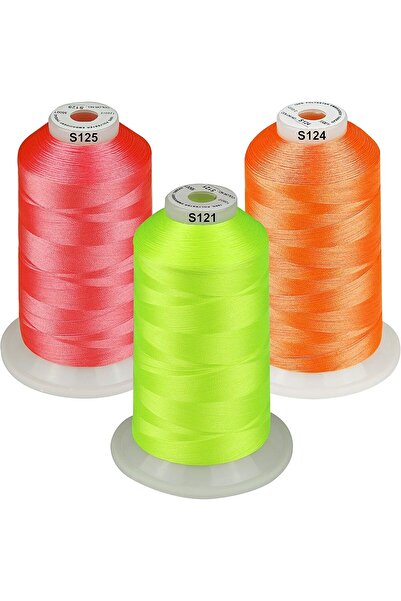 Simthread Embroidery Thread Set 3 Spools, 5000 m, Neon Colors