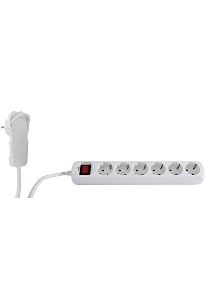 Rev Priză multiplă mart cu 6 plieri, 2 m, albă