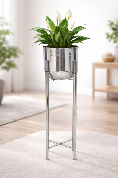 Valda 75 CM NİKEL KROM SAKSILIK ÇAP 25 CM