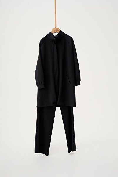 ALLDAY Black-Soft Textured Raglan Pants Suit