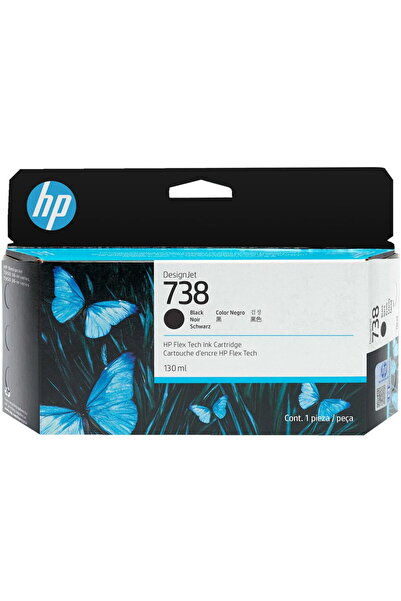 HP Cartuș de cerneală DesignJet neagră 738, 130 ml, capacitate standard origi...