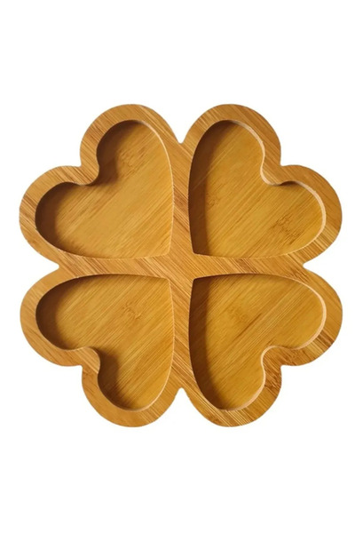 ABYZ Platou rustic din bambus pentru aperitive, 4 compartimente în formă de i...