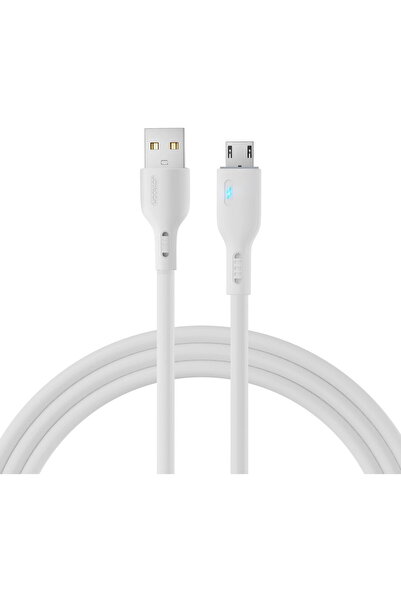Joyroom Cablu de date USB/micro USB, S-UM018A13, TPE flexibil, LED, alb, 2m