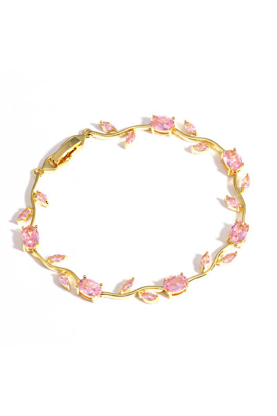 Choice سوار فاخر من الذهب الوردي مرصع بـ 16 لونًا من الزركونيا المكعبة المتلأ...