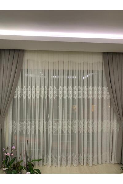 Belvedere French Lace 3 Row Tulle Curtain with Dense Pleats