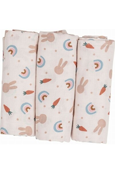 Bubaba Set 3 scutece terta, Bubaba, Din bumbac, 80x80 cm, Carrots and Rainbow