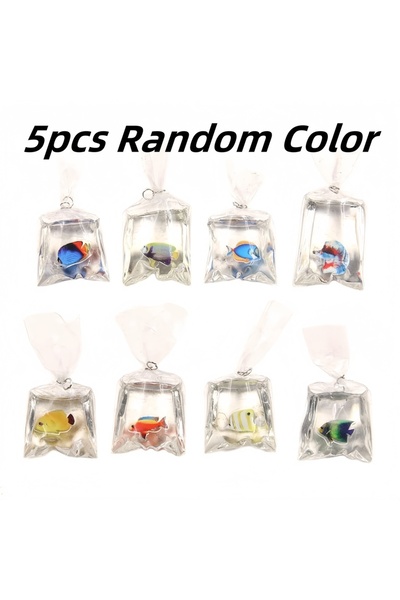 Choice أكياس ماء على شكل سمكة ذهبية صناعية، لون عشوائي، 5 قطع، مصنوعة من الرا...