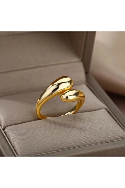 Choice خاتم ذهبي ناعم على شكل قطرة ماء، بفتحة غير منتظمة، قابل للتعديل، مناسب...