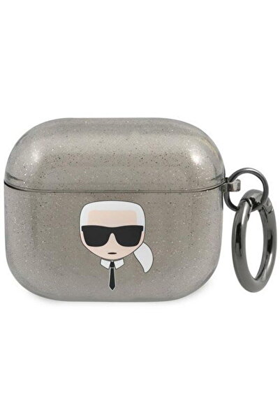 Karl Lagerfeld Husa Glitter Karl's Head Airpods 3 Negru