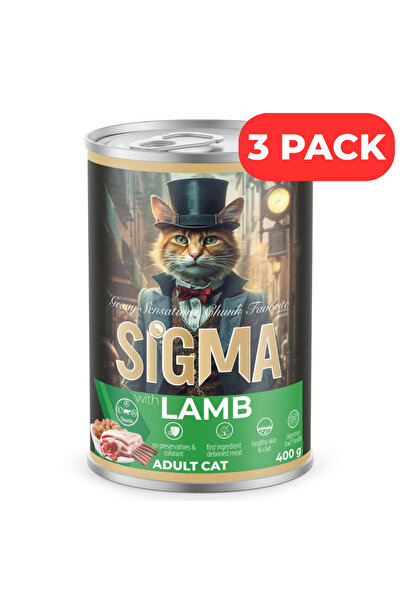 Sigma Set of 3 x Wet food for adult cats, with lamb, 400 g, premium