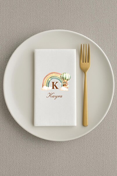 Hediyenza Gökkuşağı Baskılı Ayıcıklı Peçete Sunum Peçetesi 20 ADET