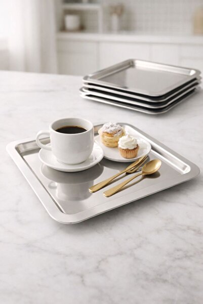 VENON 6 قطع ❤️   الفولاذ المقاوم للصدأ ☕   صينية تقديم القهوة، صينية تقديم ال...