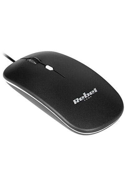 Rebel KOM1023-B – Mouse cu fir USB, optic 1200 DPI, 3 butoane + scroll, negru