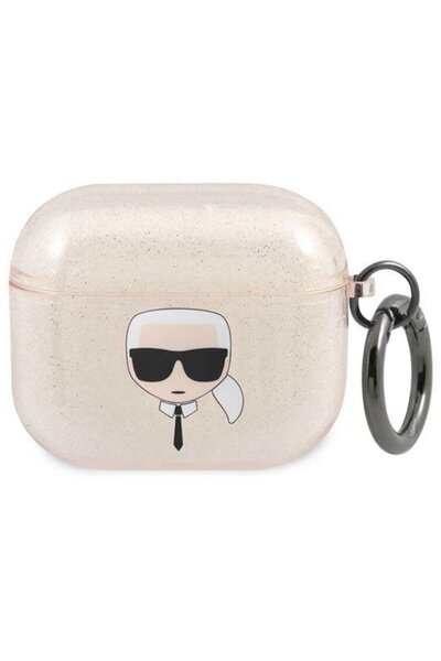 Karl Lagerfeld Husa Glitter Karl's Head Airpods 3 Auriu