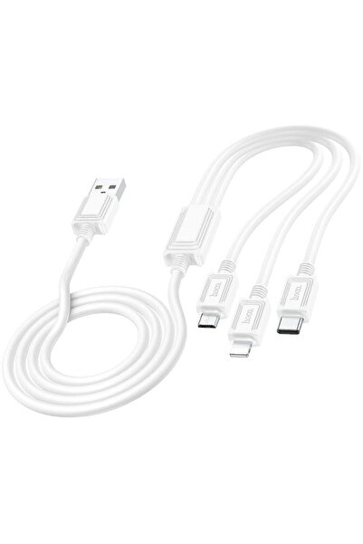 Hoco Cablu Incarcare USB la Lightning / USB Type-C / MicroUSB X74, 1 m, Alb