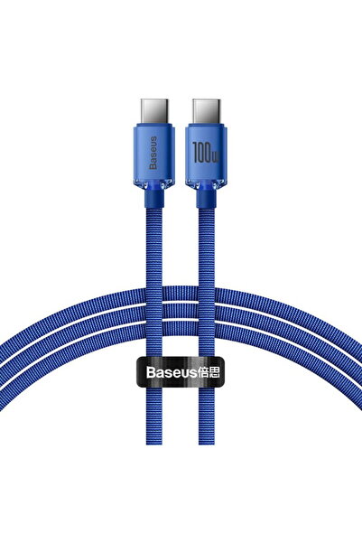 Baseus Crystal Shine Type-C la Type-C Albastru 100W, 1,2m, impletitura nylon