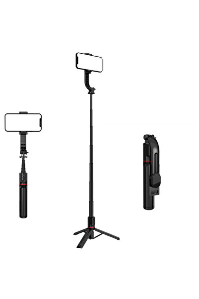 Techsuit Selfie Stick Trepied Stabil, Portabil, 106cm - L12 - Black