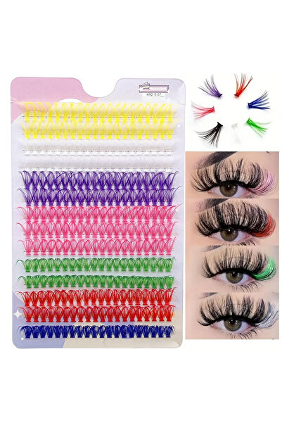 Choice 14 صفًا من الرموش الصناعية الملونة ذات الخصلات، رموش مجعدة على شكل حرف...